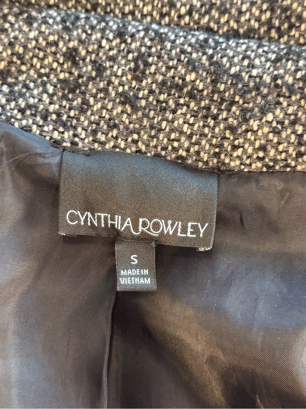 Cynthia Rowley Black & White Tweed Pea Coat with Zip Accents - Picture 3 of 8